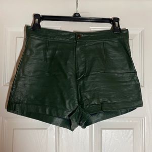3/$10 - Sexy high waist green vegan leather hot pants